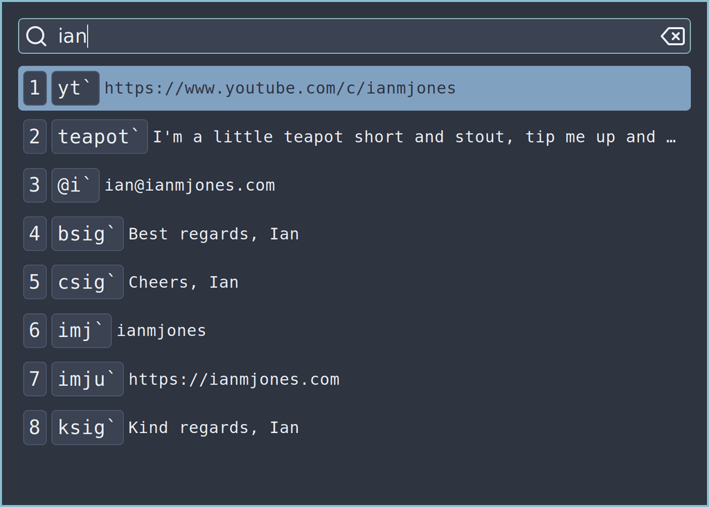 Snippet Expander screenshot